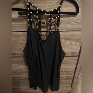 torrid Black Studded Cage-Back Sleeveless Top